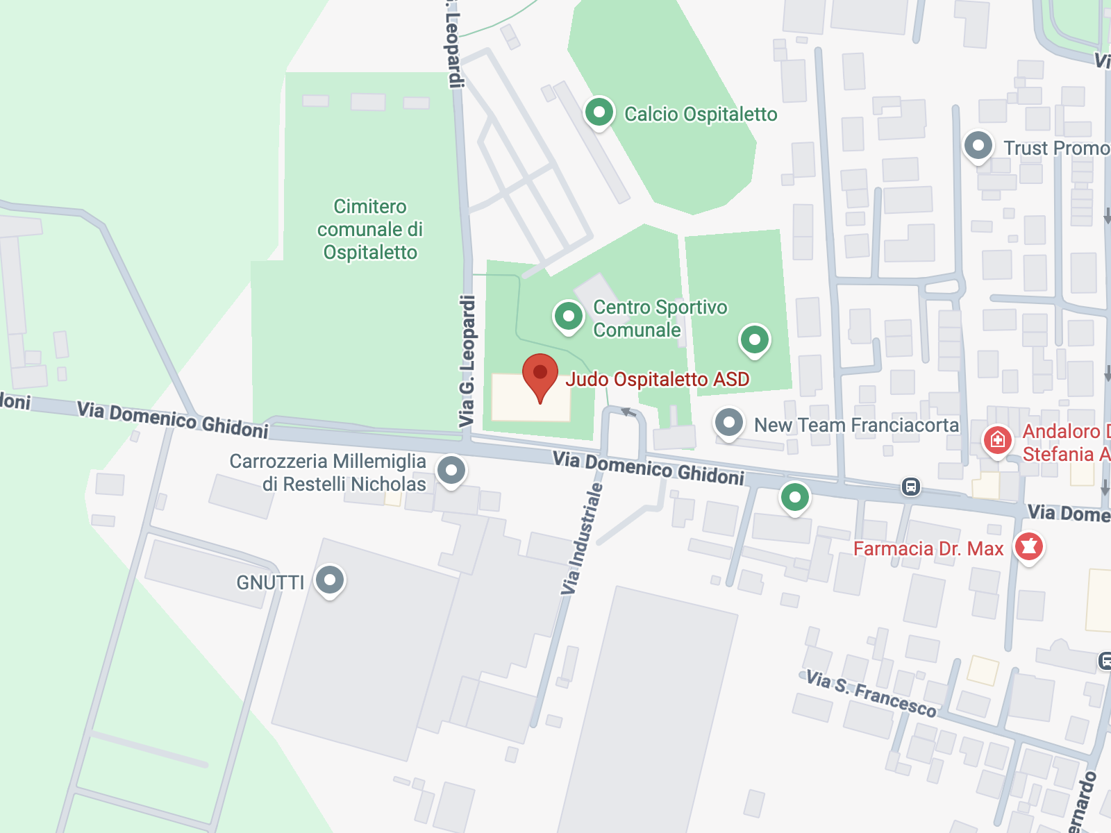 Mappa Palazzetto Sirio Esti - ASD Judo Ospitaletto